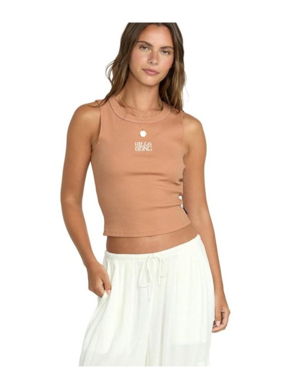 $30 Billabong Women’s Fun Times Knit Crop Tank Top In Rose Brown Size L - Picture 4 of 4
